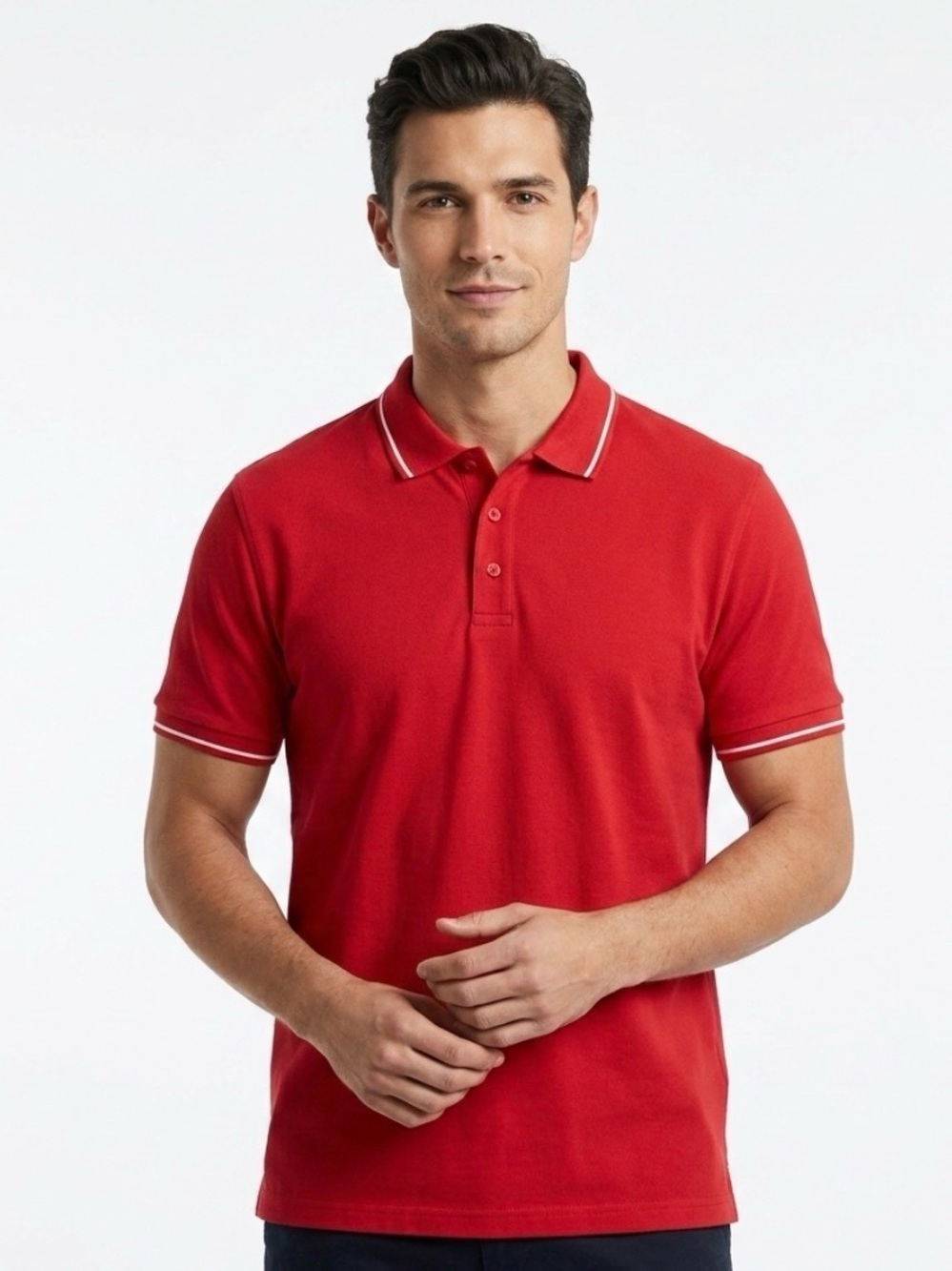 LIVERGY 100% cotton Red Polo with White Trim Men’s Size M NWT